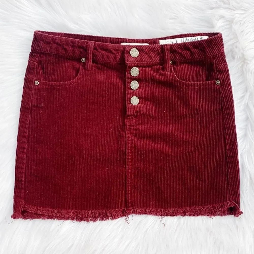 Indigo Rein Corduroy Cut off Skirt Maroon Size Youth 14